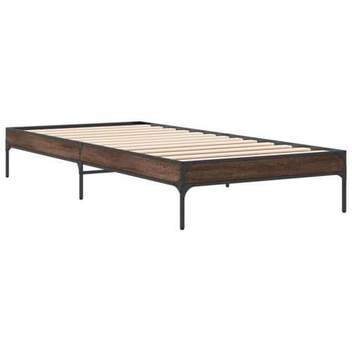 Okvir za krevet smeđi hrast 75x190 cm konstruirano drvo i metal - Smeđi hrast 75 x 190 cm 30 cm Cijena
