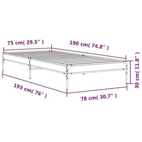 Okvir za krevet smeđi hrast 75x190 cm konstruirano drvo i metal - Smeđi hrast 75 x 190 cm 30 cm Cijena