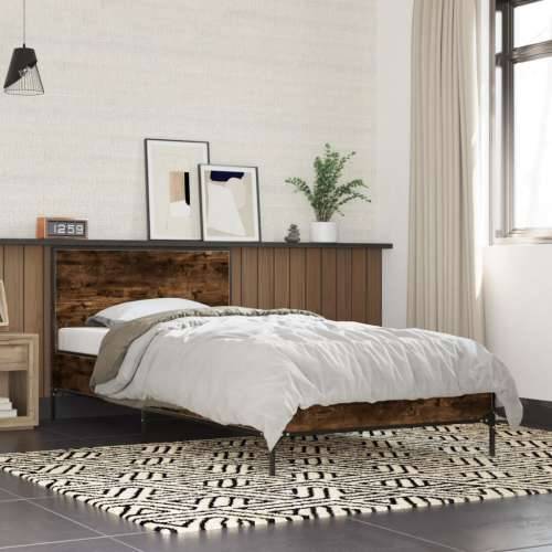Okvir za krevet boja hrasta 90x200 cm konstruirano drvo i metal - Dimljeni hrast 90 x 200 cm Cijena