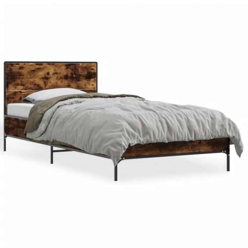 Okvir kreveta boja hrasta 75 x 190 cm konstruirano drvo i metal - Dimljeni hrast 75 x 190 cm Cijena