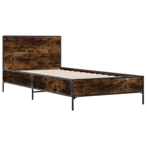Okvir kreveta boja hrasta 75 x 190 cm konstruirano drvo i metal - Dimljeni hrast 75 x 190 cm Cijena