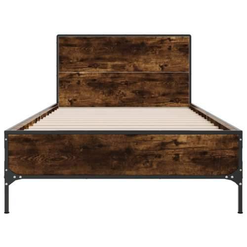 Okvir kreveta boja hrasta 75 x 190 cm konstruirano drvo i metal - Dimljeni hrast 75 x 190 cm Cijena