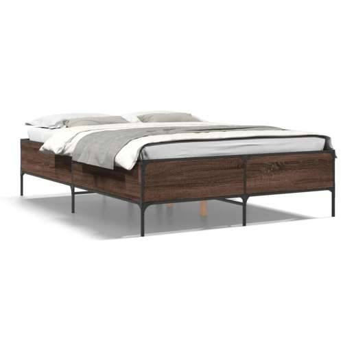 Okvir kreveta boja hrasta 120x200 cm konstruirano drvo i metal Smeđi hrast 120 x 200 cm 44 cm Cijena
