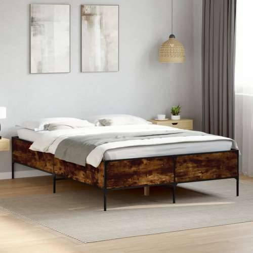 Okvir za krevet boja hrasta 120x190cm konstruirano drvo i metal - Dimljeni hrast 120 x 190 cm 44 cm Cijena