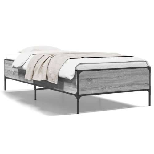 Okvir za krevet boja hrasta 100x200cm konstruirano drvo i metal - Sivi hrast sonoma 100 x 200 cm 44 cm Cijena
