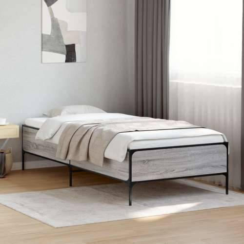 Okvir za krevet boja hrasta 100x200cm konstruirano drvo i metal - Sivi hrast sonoma 100 x 200 cm 44 cm Cijena