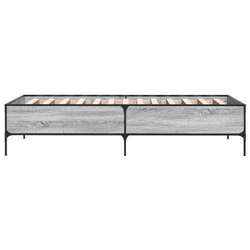 Okvir za krevet boja hrasta 100x200cm konstruirano drvo i metal - Sivi hrast sonoma 100 x 200 cm 44 cm Cijena