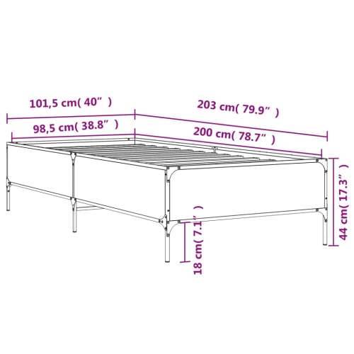 Okvir za krevet boja hrasta 100x200cm konstruirano drvo i metal - Sivi hrast sonoma 100 x 200 cm 44 cm Cijena