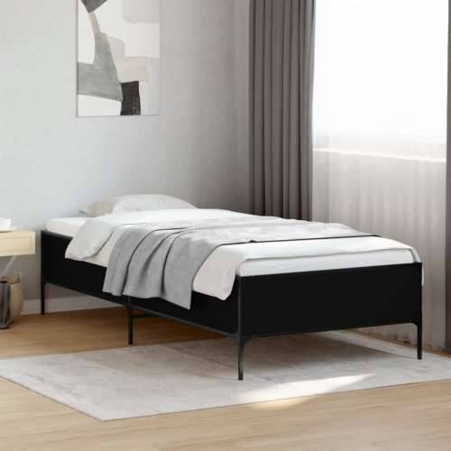 Okvir kreveta crni 90 x 200 cm konstruirano drvo i metal Crna 90 x 200 cm 44 cm Cijena