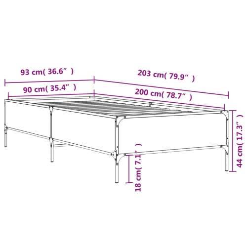 Okvir kreveta crni 90 x 200 cm konstruirano drvo i metal Crna 90 x 200 cm 44 cm Cijena