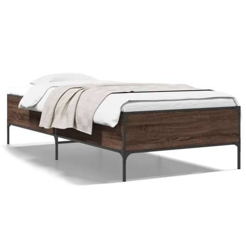 Okvir za krevet smeđi hrast 90x200 cm konstruirano drvo i metal - Smeđi hrast 90 x 200 cm 44 cm Cijena
