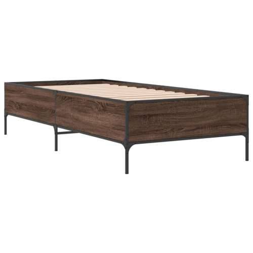 Okvir za krevet smeđi hrast 90x200 cm konstruirano drvo i metal - Smeđi hrast 90 x 200 cm 44 cm Cijena
