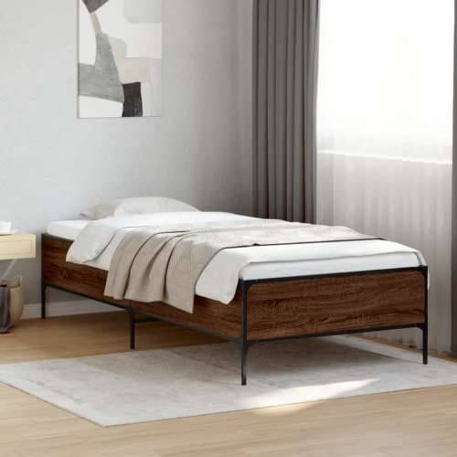 Okvir za krevet smeđi hrast 90x200 cm konstruirano drvo i metal - Smeđi hrast 90 x 200 cm 44 cm Cijena