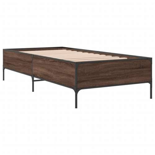Okvir za krevet smeđi hrast 90x200 cm konstruirano drvo i metal - Smeđi hrast 90 x 200 cm 44 cm Cijena