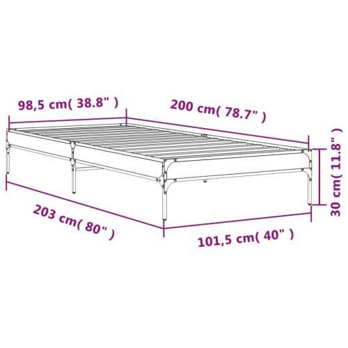 Okvir za krevet boja hrasta 100x200cm konstruirano drvo i metal - sonoma hrast 100 x 200 cm 30 cm Cijena