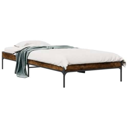 Okvir za krevet boja hrasta 90x200 cm konstruirano drvo i metal - Dimljeni hrast 90 x 200 cm 30 cm Cijena