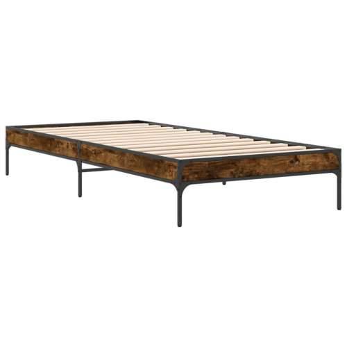 Okvir za krevet boja hrasta 90x200 cm konstruirano drvo i metal - Dimljeni hrast 90 x 200 cm 30 cm Cijena