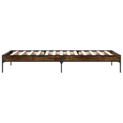 Okvir za krevet boja hrasta 90x200 cm konstruirano drvo i metal - Dimljeni hrast 90 x 200 cm 30 cm Cijena