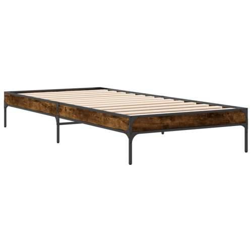 Okvir za krevet boja hrasta 90x200 cm konstruirano drvo i metal - Dimljeni hrast 90 x 200 cm 30 cm Cijena