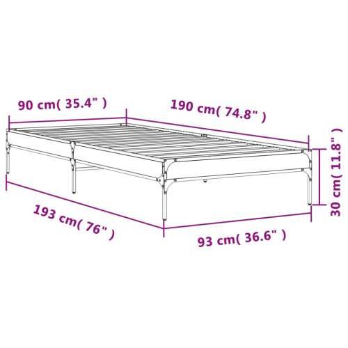 Okvir za krevet boja hrasta 90x190 cm konstruirano drvo i metal - sonoma hrast 90 x 190 cm 30 cm Cijena