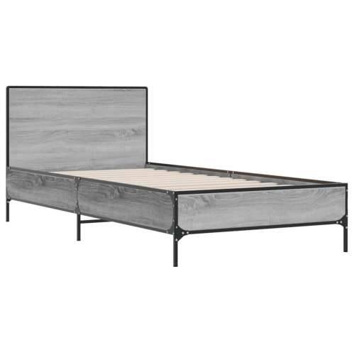 Okvir za krevet boja hrasta 90x200 cm konstruirano drvo i metal - Sivi hrast sonoma 90 x 200 cm Cijena