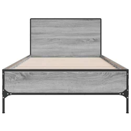 Okvir za krevet boja hrasta 90x200 cm konstruirano drvo i metal - Sivi hrast sonoma 90 x 200 cm Cijena