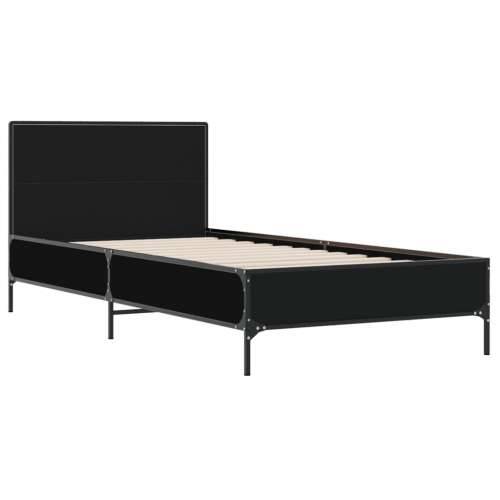 Okvir za krevet crni 75 x 190 cm od konstruirano drvo i metal - Crna 75 x 190 cm Cijena
