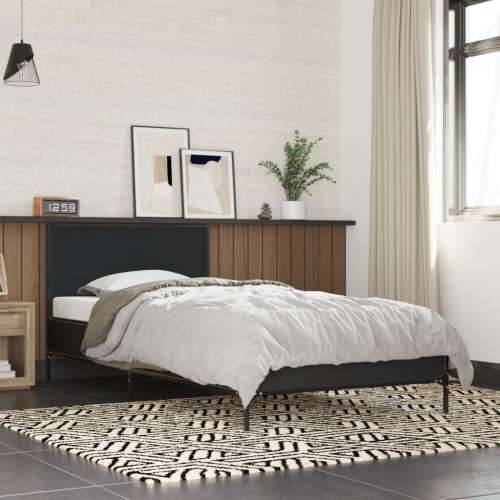 Okvir za krevet crni 75 x 190 cm od konstruirano drvo i metal - Crna 75 x 190 cm Cijena