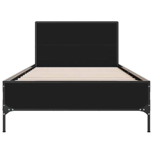 Okvir za krevet crni 75 x 190 cm od konstruirano drvo i metal - Crna 75 x 190 cm Cijena