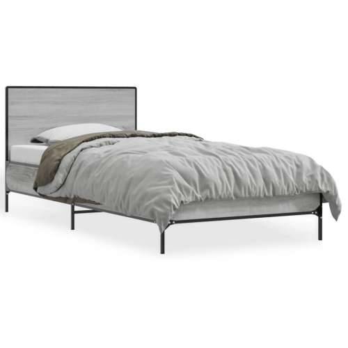 Okvir za krevet boja hrasta 75x190 cm konstruirano drvo i metal - Sivi hrast sonoma 75 x 190 cm Cijena