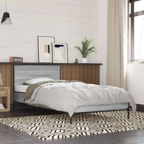 Okvir za krevet boja hrasta 75x190 cm konstruirano drvo i metal - Sivi hrast sonoma 75 x 190 cm Cijena