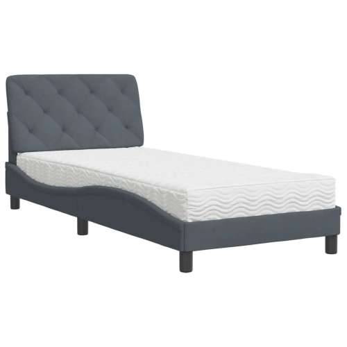 Krevet s madracem tamnosivi 90x200 cm baršunasti - Tamno siva 90 x 200 cm Cijena