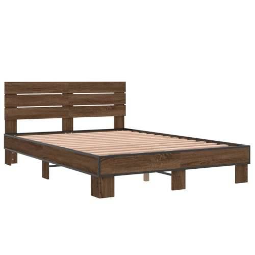Okvir kreveta smeđi hrast 140x200cm konstruirano drvo i metal - Smeđi hrast 140 x 200 cm Cijena