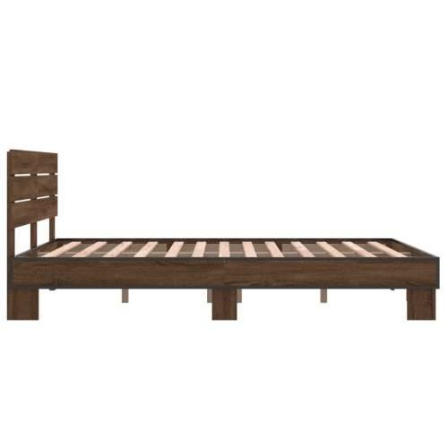 Okvir kreveta smeđi hrast 140x200cm konstruirano drvo i metal - Smeđi hrast 140 x 200 cm Cijena