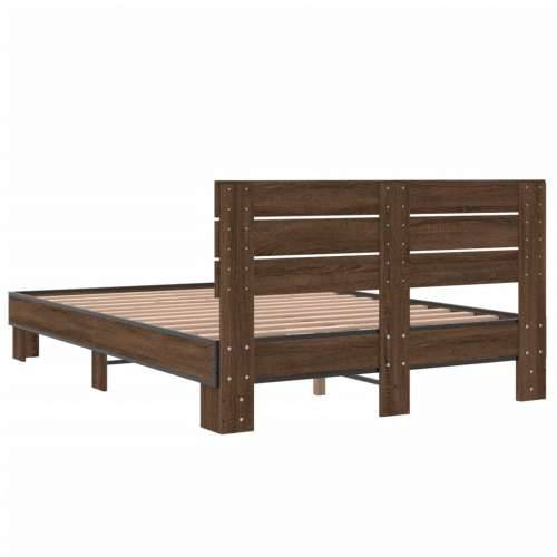 Okvir kreveta smeđi hrast 140x200cm konstruirano drvo i metal - Smeđi hrast 140 x 200 cm Cijena