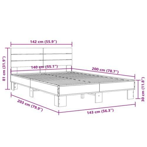 Okvir kreveta smeđi hrast 140x200cm konstruirano drvo i metal - Smeđi hrast 140 x 200 cm Cijena