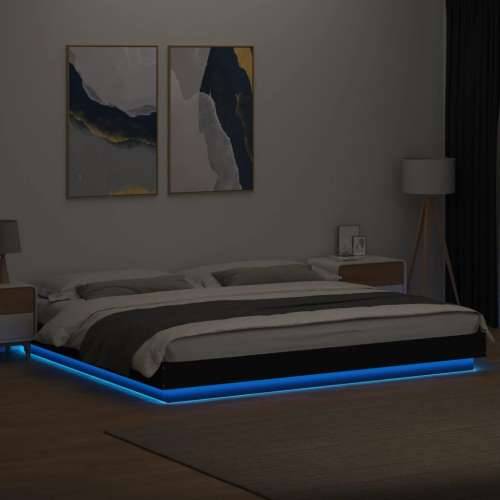 Okvir kreveta s LED svjetlima crni 200x200 cm konstruirano drvo - Crna 200 x 200 cm Cijena