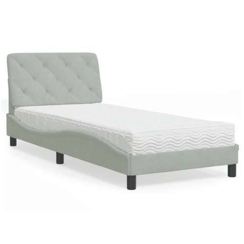 Krevet s madracem svjetlosivi 80 x 200 cm baršunasti - Svjetlosiva 80 x 200 cm Cijena