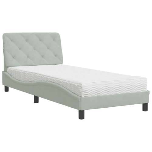 Krevet s madracem svjetlosivi 80 x 200 cm baršunasti - Svjetlosiva 80 x 200 cm Cijena