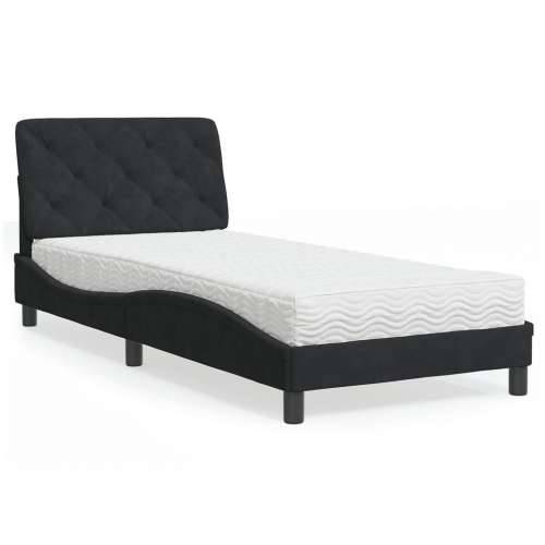 Krevet s madracem crni 90x200 cm baršunasti - Crna 90 x 200 cm Cijena