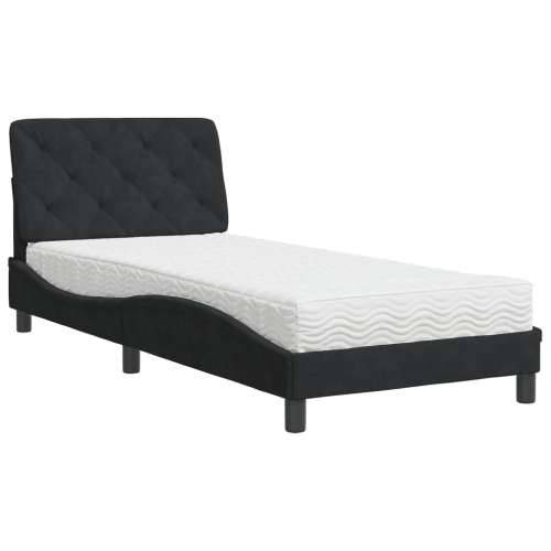 Krevet s madracem crni 90x200 cm baršunasti - Crna 90 x 200 cm Cijena