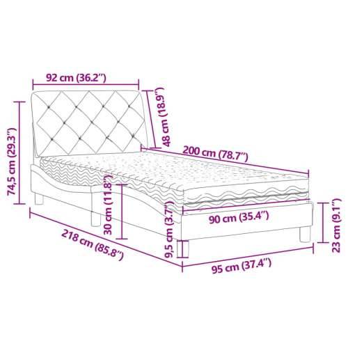 Krevet s madracem crni 90x200 cm baršunasti - Crna 90 x 200 cm Cijena