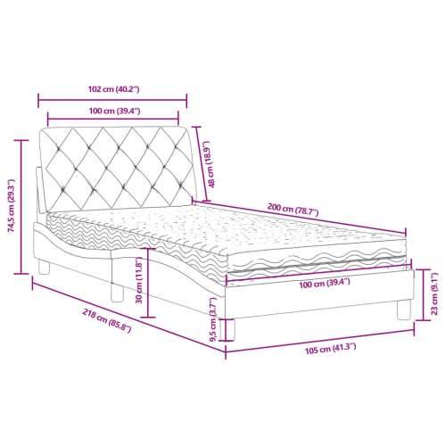 Krevet s madracem tamnozeleni 100x200 cm baršunasti - Tamnozelena 100 x 200 cm Cijena