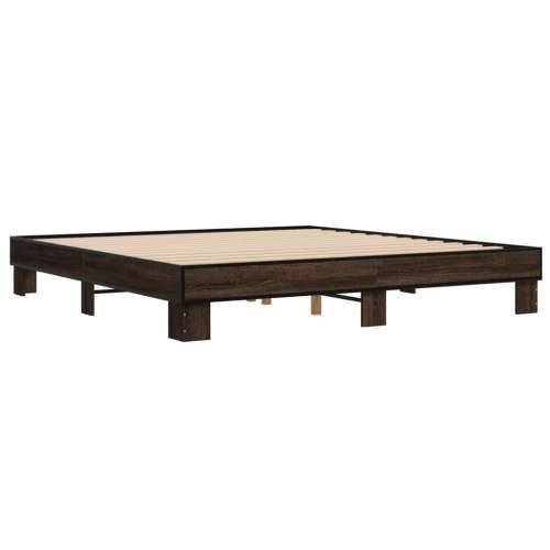 Okvir za krevet smeđi hrast 200x200cm konstruirano drvo i metal - Smeđi hrast 200 x 200 cm Cijena