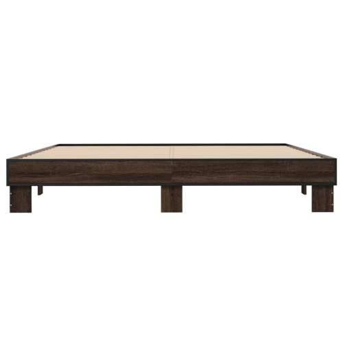 Okvir za krevet smeđi hrast 200x200cm konstruirano drvo i metal - Smeđi hrast 200 x 200 cm Cijena