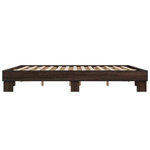 Okvir za krevet smeđi hrast 200x200cm konstruirano drvo i metal - Smeđi hrast 200 x 200 cm Cijena
