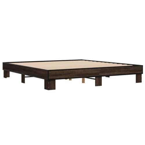 Okvir za krevet smeđi hrast 200x200cm konstruirano drvo i metal - Smeđi hrast 200 x 200 cm Cijena