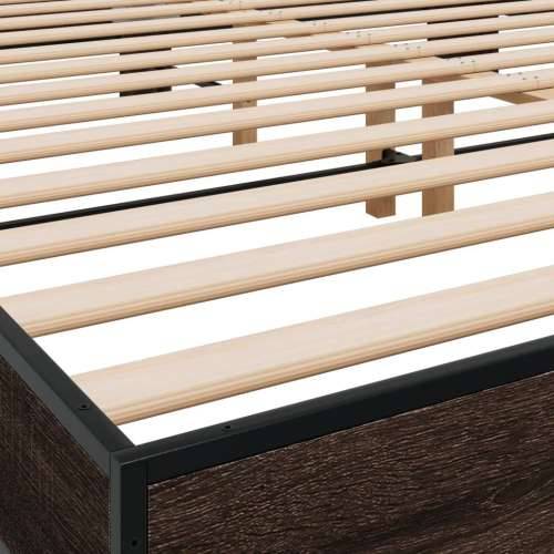 Okvir za krevet smeđi hrast 200x200cm konstruirano drvo i metal - Smeđi hrast 200 x 200 cm Cijena