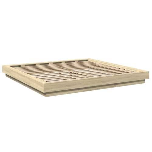 Okvir za krevet s LED svjetlima boja hrasta 200 x 200 cm drveni - sonoma hrast 200 x 200 cm Cijena