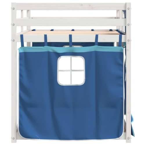 Krevet na kat sa zavjesama plavi 90 x 200 cm od borovine - Bijela i plava 90 x 200 cm Cijena